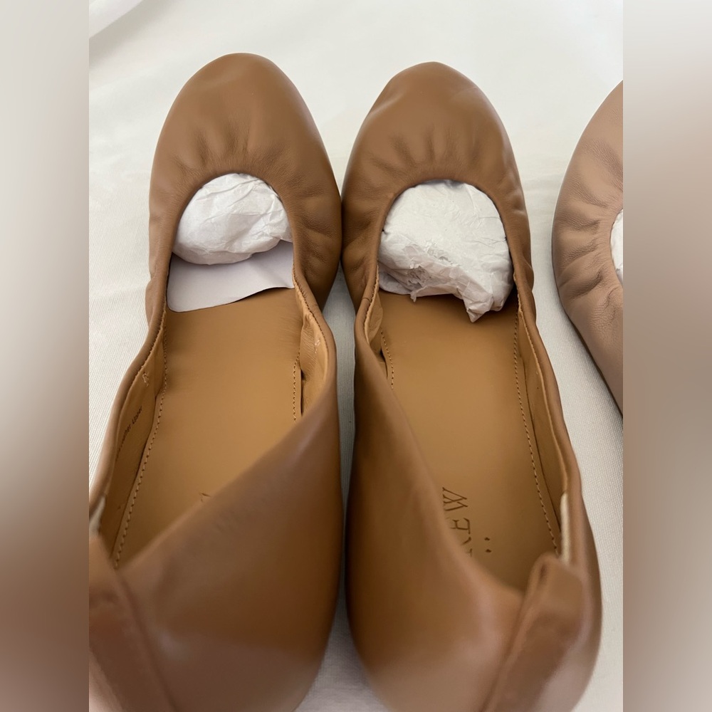 Two pairs of J. Crew Factory Women's Leather Ballet Flats in tan and beige - Picture 3 of 9